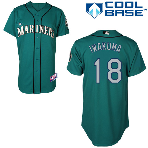 Hisashi Iwakuma #18 MLB Jersey-Seattle Mariners Men's Authentic Alternate Blue Cool Base Baseball Jersey
